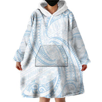 White Sunday Lotu Tamaiti Wearable Blanket Hoodie Polynesian Wave Pastel Sky Blue LT9 - Polynesian Pride
