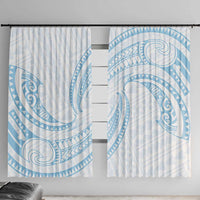 White Sunday Lotu Tamaiti Window Curtain Polynesian Wave Pastel Sky Blue - Polynesian Pride