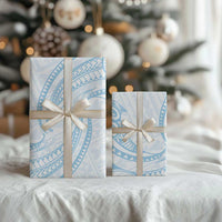 White Sunday Lotu Tamaiti Wrapping Paper Polynesian Wave Pastel Sky Blue - Polynesian Pride