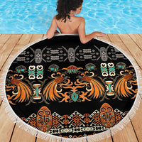 Black Batik Papua-inspired Pattern Beach Blanket - Polynesian Pride