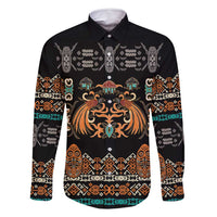 Black Batik Papua-inspired Pattern Family Matching Off Shoulder Short Dress and Hawaiian Shirt LT9 Dad's Shirt - Long Sleeve Black - Polynesian Pride