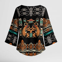 Black Batik Papua-inspired Pattern Kimono Sleeve Blouse - Polynesian Pride