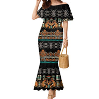 Black Batik Papua-inspired Pattern Mermaid Dress - Polynesian Pride