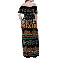 Black Batik Papua-inspired Pattern Off Shoulder Maxi Dress - Polynesian Pride