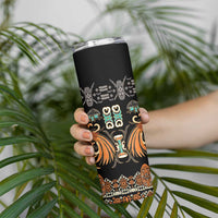 Black Batik Papua-inspired Pattern Skinny Tumbler - Polynesian Pride