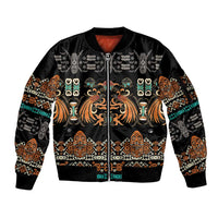 Black Batik Papua-inspired Pattern Sleeve Zip Bomber Jacket - Polynesian Pride