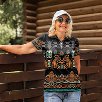 Black Batik Papua-inspired Pattern Women Polo Shirt - Polynesian Pride