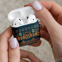 Dark Cyan Blue Batik Papua-inspired Pattern AirPods Case LT9 - Polynesian Pride