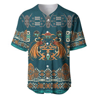 Dark Cyan Blue Batik Papua-inspired Pattern Baseball Jersey - Polynesian Pride