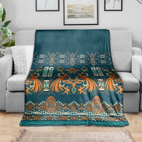 Dark Cyan Blue Batik Papua-inspired Pattern Blanket - Polynesian Pride