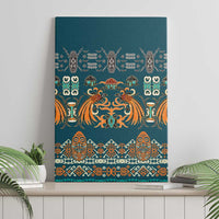 Dark Cyan Blue Batik Papua-inspired Pattern Canvas Wall Art - Polynesian Pride