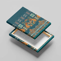 Dark Cyan Blue Batik Papua-inspired Pattern Canvas Wall Art - Polynesian Pride