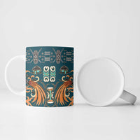Dark Cyan Blue Batik Papua-inspired Pattern Ceramic Mug - Polynesian Pride