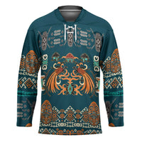 Dark Cyan Blue Batik Papua-inspired Pattern Hockey Jersey - Polynesian Pride