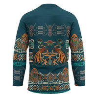 Dark Cyan Blue Batik Papua-inspired Pattern Hockey Jersey - Polynesian Pride