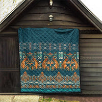 Dark Cyan Blue Batik Papua-inspired Pattern Quilt - Polynesian Pride