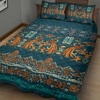 Dark Cyan Blue Batik Papua-inspired Pattern Quilt Bed Set - Polynesian Pride