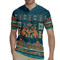 Dark Cyan Blue Batik Papua-inspired Pattern Rugby Jersey - Polynesian Pride
