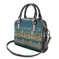 Dark Cyan Blue Batik Papua-inspired Pattern Shoulder Handbag - Polynesian Pride