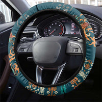 Dark Cyan Blue Batik Papua-inspired Pattern Steering Wheel Cover - Polynesian Pride