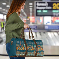 Dark Cyan Blue Batik Papua-inspired Pattern Travel Bag - Polynesian Pride