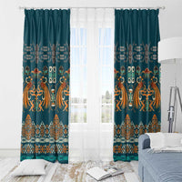 Dark Cyan Blue Batik Papua-inspired Pattern Window Curtain - Polynesian Pride
