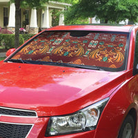 Oxblood Batik Papua-inspired Pattern Auto Sun Shade - Polynesian Pride