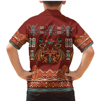 Oxblood Batik Papua-inspired Pattern Family Matching Mermaid Dress and Hawaiian Shirt - Polynesian Pride