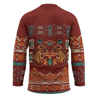 Oxblood Batik Papua-inspired Pattern Hockey Jersey LT9 - Polynesian Pride