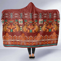 Oxblood Batik Papua-inspired Pattern Hooded Blanket LT9 One Size Red - Polynesian Pride