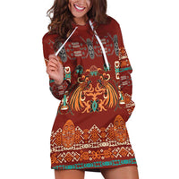 Oxblood Batik Papua-inspired Pattern Hoodie Dress - Polynesian Pride