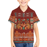 Oxblood Batik Papua-inspired Pattern Kid Hawaiian Shirt LT9 Kid Red - Polynesian Pride