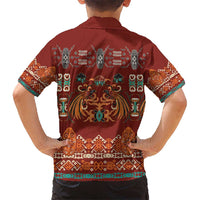 Oxblood Batik Papua-inspired Pattern Kid Hawaiian Shirt LT9 - Polynesian Pride