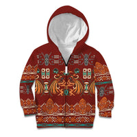 Oxblood Batik Papua-inspired Pattern Kid Hoodie - Polynesian Pride