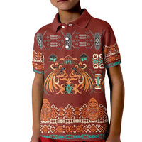 Oxblood Batik Papua-inspired Pattern Kid Polo Shirt LT9 Kid Red - Polynesian Pride