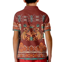Oxblood Batik Papua-inspired Pattern Kid Polo Shirt LT9 - Polynesian Pride