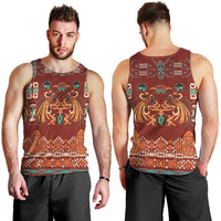 Oxblood Batik Papua-inspired Pattern Men Tank Top - Polynesian Pride
