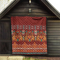 Oxblood Batik Papua-inspired Pattern Quilt - Polynesian Pride