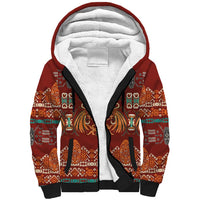Oxblood Batik Papua-inspired Pattern Sherpa Hoodie - Polynesian Pride