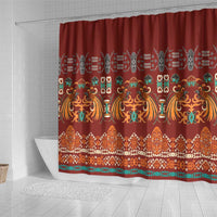 Oxblood Batik Papua-inspired Pattern Shower Curtain - Polynesian Pride