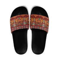 Oxblood Batik Papua-inspired Pattern Slide Sandals - Polynesian Pride