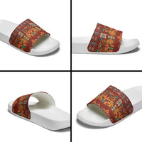 Oxblood Batik Papua-inspired Pattern Slide Sandals - Polynesian Pride