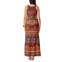 Oxblood Batik Papua-inspired Pattern Tank Maxi Dress - Polynesian Pride