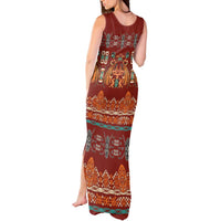 Oxblood Batik Papua-inspired Pattern Tank Maxi Dress - Polynesian Pride