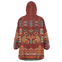 Oxblood Batik Papua-inspired Pattern Wearable Blanket Hoodie - Polynesian Pride