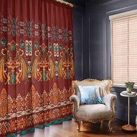 Oxblood Batik Papua-inspired Pattern Window Curtain - Polynesian Pride