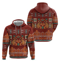 Oxblood Batik Papua-inspired Pattern Zip Hoodie - Polynesian Pride