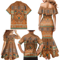 Terracotta Batik Papua-inspired Pattern Family Matching Mermaid Dress and Hawaiian Shirt - Polynesian Pride