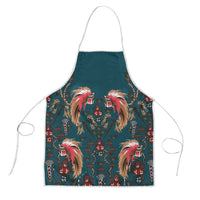 Dark Cyan Blue Bird of Batik Papua Apron Exotic Natural Wealth of Papua LT9 Blue - Polynesian Pride