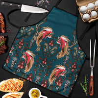 Dark Cyan Blue Bird of Batik Papua Apron Exotic Natural Wealth of Papua LT9 Blue - Polynesian Pride